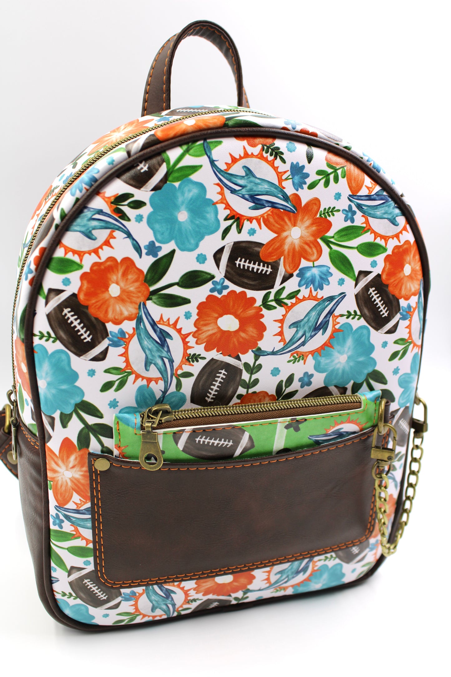 Dolphins Football Floral Mini Backpack