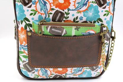 Dolphins Football Floral Mini Backpack