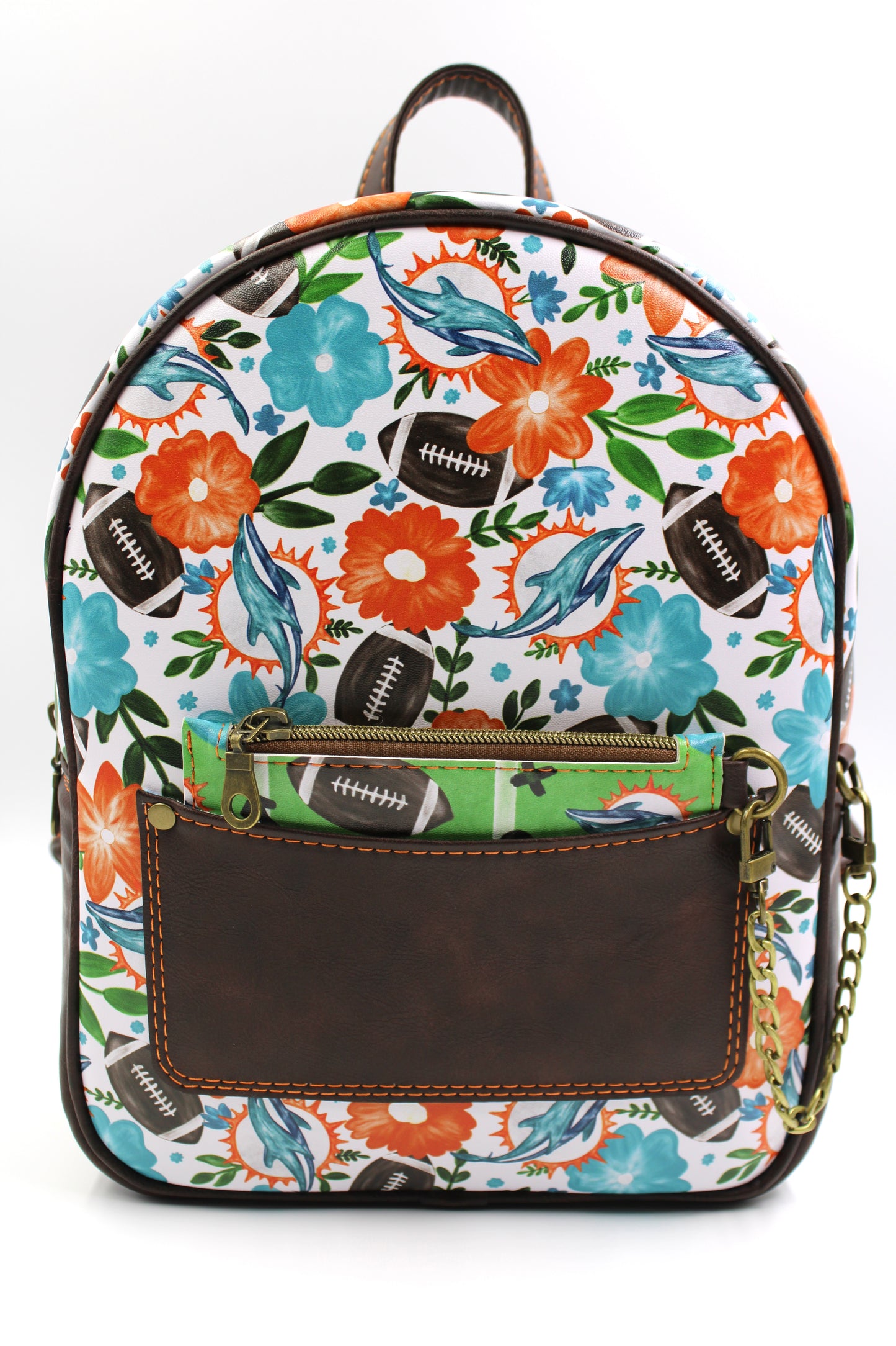Dolphins Football Floral Mini Backpack